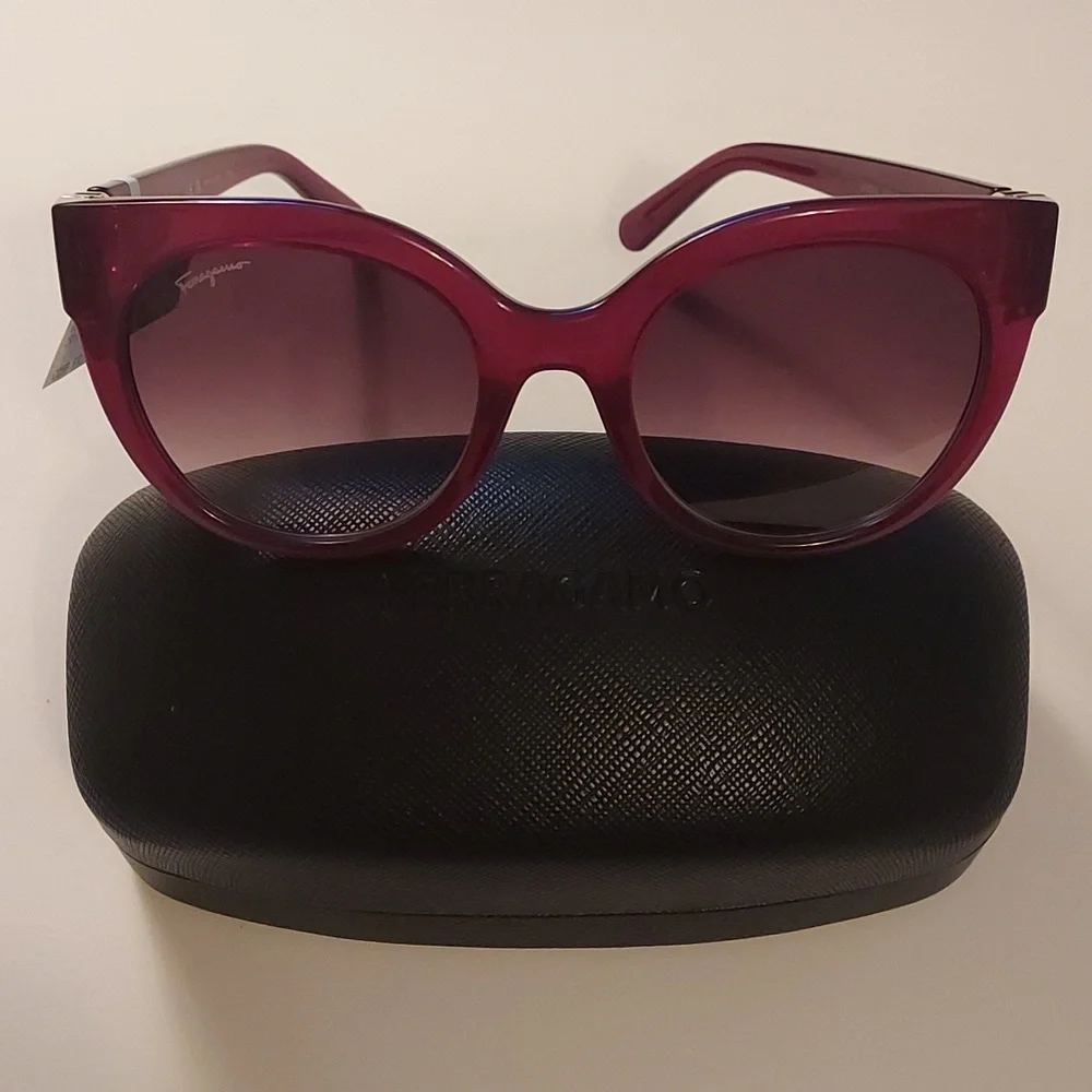 Ferragamo sunglasses women brown light purple frame and lens